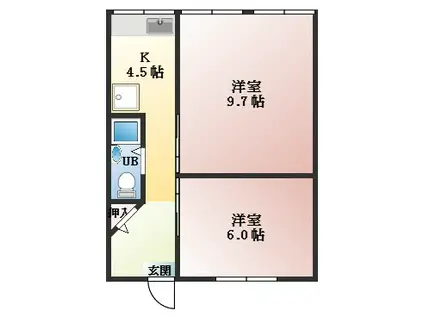 COMFORT 恵(2K/1階)の間取り写真