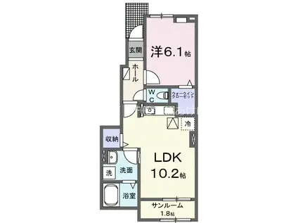 グランベル(1LDK/1階)の間取り写真