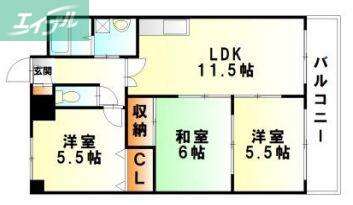 イルサローネ(3LDK/5階)の間取り写真