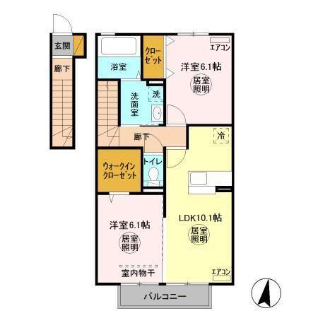 カモミール A(2LDK/2階)の間取り写真