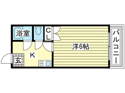 キューブM&M(ワンルーム/2階)の間取り写真