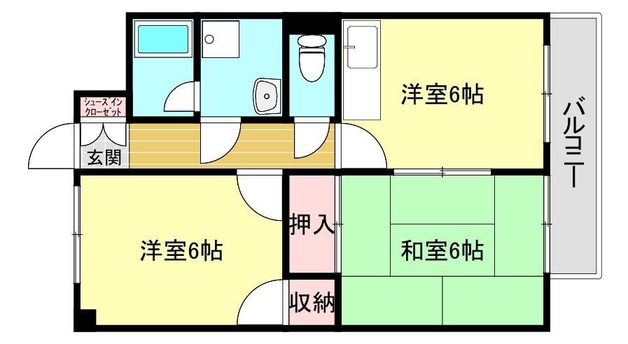 MISTRAL神子岡前(2DK/5階)の間取り写真
