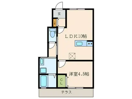 ブルージュ明石(1LDK/1階)の間取り写真