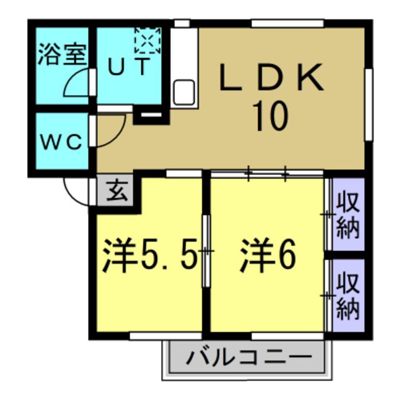 ハマハウス(2LDK/1階)の間取り写真