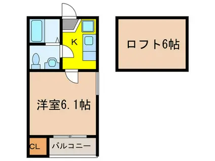 フルハウス六番町(1K/1階)の間取り写真