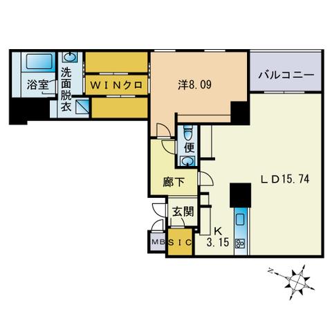 RLIV KUSAGAE(1LDK/2階)の間取り写真