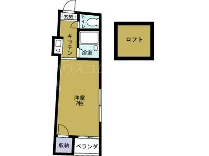 ボンジュールビル(1SK/4階)の間取り写真