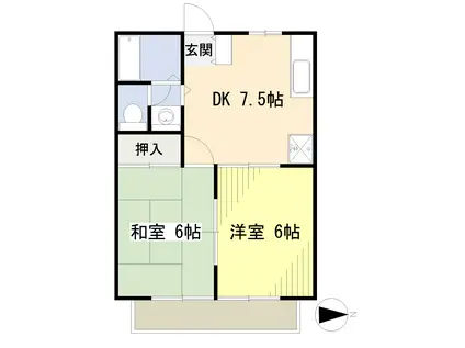 エクセレンス関谷A棟(2DK/2階)の間取り写真