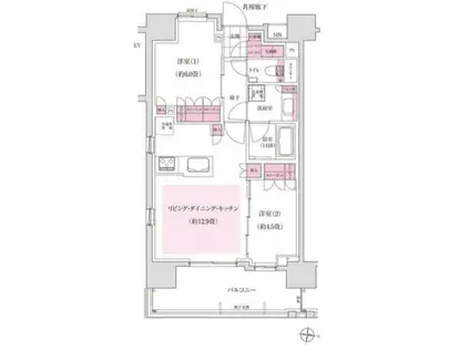 ディームス木場(2LDK/7階)の間取り写真