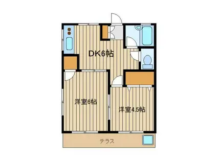 第一秋元荘(2DK/2階)の間取り写真