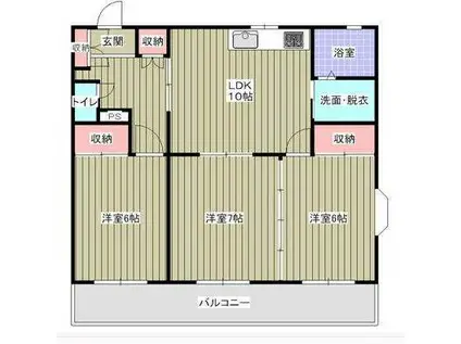 ロイヤルプラザ高田(3LDK/3階)の間取り写真