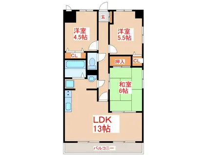 アベニュー甲南(3LDK/2階)の間取り写真