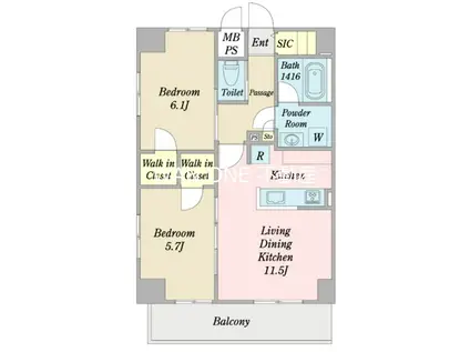 CENTRAL S 砂山町(2LDK/12階)の間取り写真