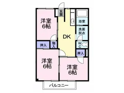 高安グリーンハイツ(3DK/1階)の間取り写真