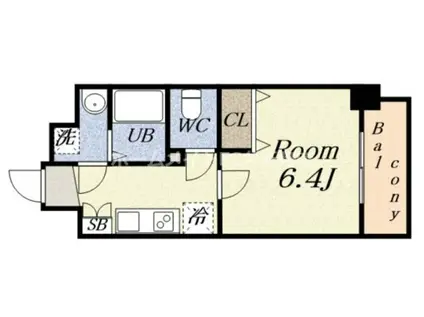 ジアコスモ九条シエル(1K/2階)の間取り写真