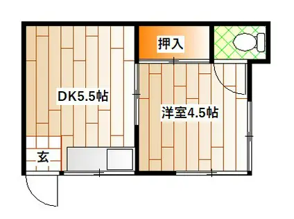 萩原荘(1DK/2階)の間取り写真