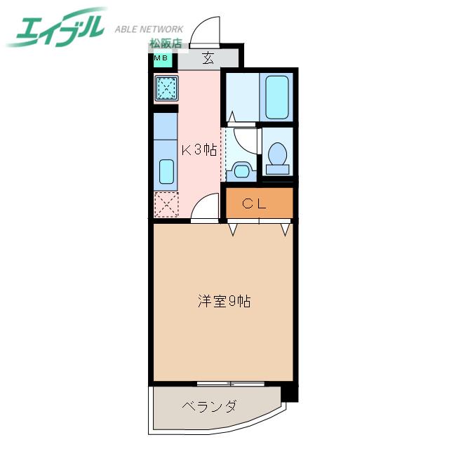 パレドールKONISHI(1K/1階)の間取り写真