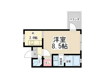 カタマチ川西ビル(1K/5階)の間取り写真