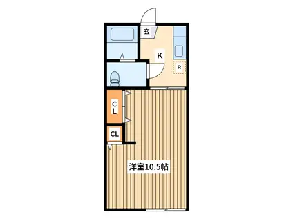 第一白王ハイツ(1K/2階)の間取り写真