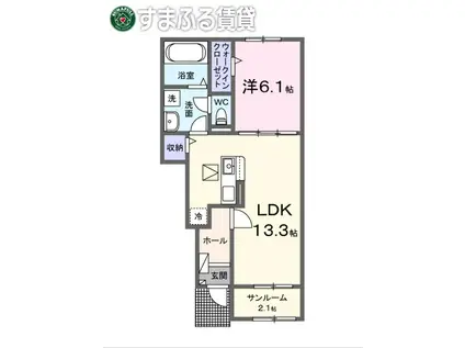 ガラシアIII(1LDK/1階)の間取り写真