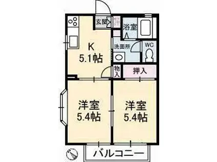 フレグランス高須(2K/1階)の間取り写真