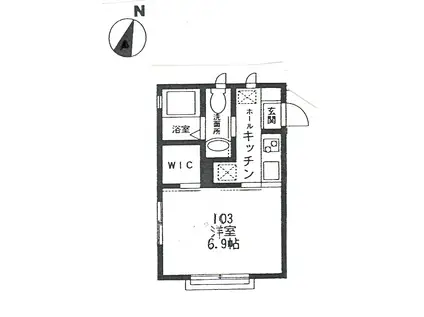 ベルコリーヌ春日(1K/1階)の間取り写真