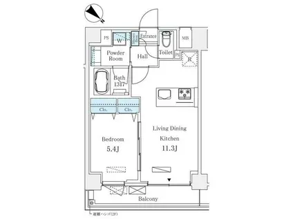 ルミシティ月島(1LDK/4階)の間取り写真