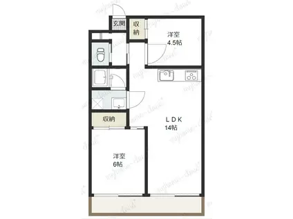 クリーンパレス(2LDK/4階)の間取り写真