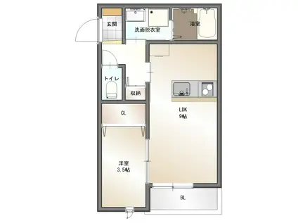 CHERRYBLOSSOM川原町(1LDK/3階)の間取り写真