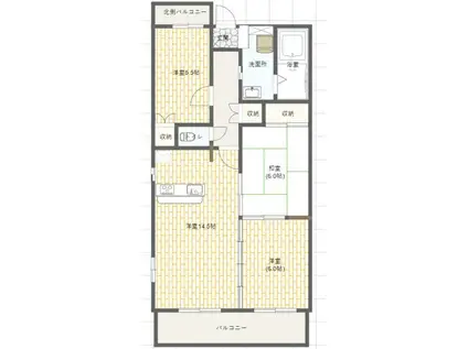 ローズアレイ(3LDK/4階)の間取り写真