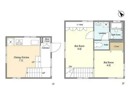 TAKANAWA CUBE イースト 高輪キューブ イースト(2DK/1階)の間取り写真