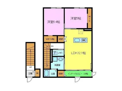 RIFFEL RITZ(2LDK/2階)の間取り写真