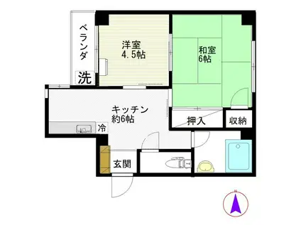 武石マンション(2DK/3階)の間取り写真