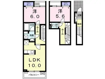 ショコラI(2LDK/1階)の間取り写真