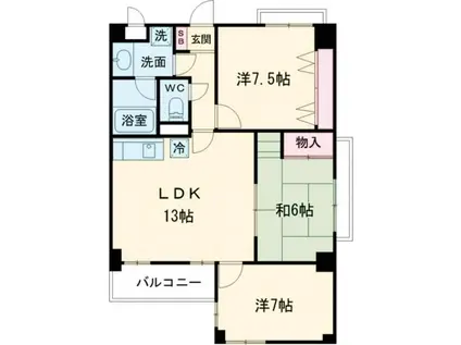 インペリアルアカシヤ(3LDK/2階)の間取り写真