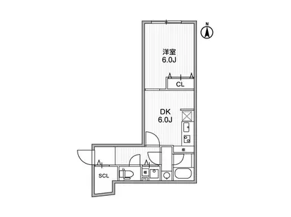 LEGALAND神楽坂(1DK/4階)の間取り写真