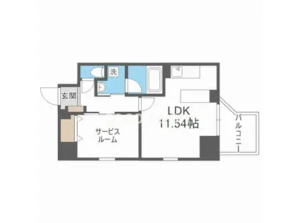 プレジオ本町(1LDK/6階)の間取り写真
