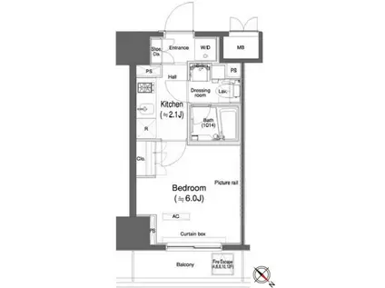 カスタリア大森II(1K/11階)の間取り写真