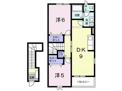 フィオーレ(2DK/2階)の間取り写真