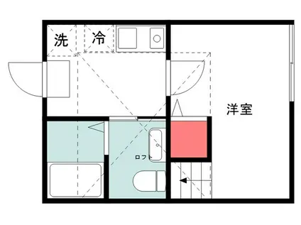ハーミットクラブハウス栗木K1(1K/1階)の間取り写真