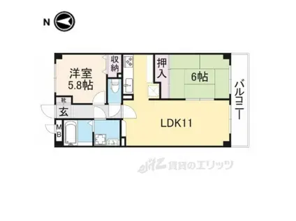 メドラール王寺(2LDK/5階)の間取り写真