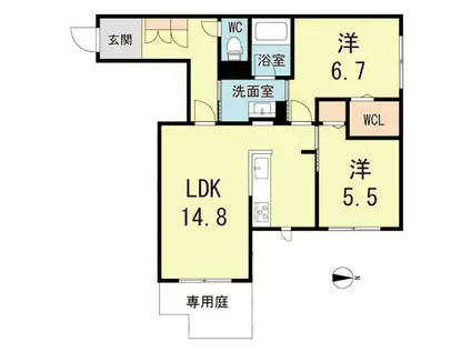 レジデンス大庄(2LDK/1階)の間取り写真