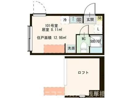 ハーモニーテラス大山金井町II(1K/1階)の間取り写真