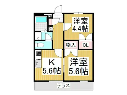 ドミール(2K/1階)の間取り写真