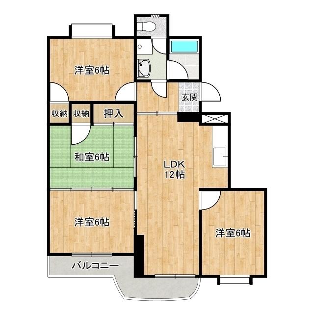 与一第二マンション(4LDK/2階)の間取り写真