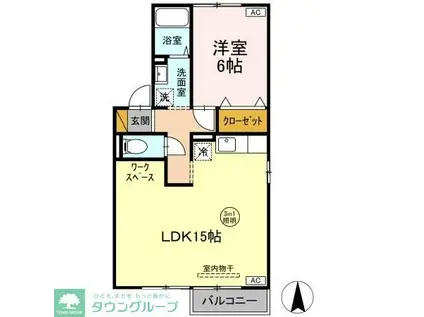 サンハイムS-A(1LDK/2階)の間取り写真