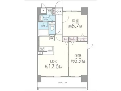 シェーネル・ブラウエン加古川(2LDK/3階)の間取り写真