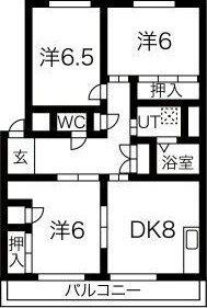 柔美和マンションはまぼう(3DK/3階)の間取り写真