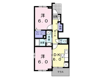エクレール城南一番館(2DK/1階)の間取り写真