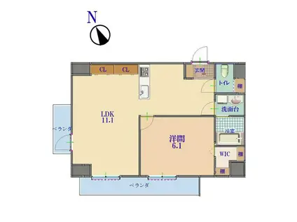 GUSUKUテラス(1LDK/2階)の間取り写真